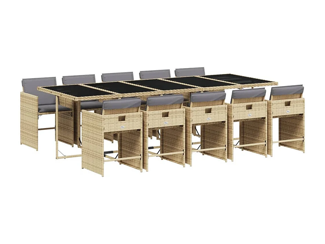 Heeswijk-Dinther  11-delige Tuinset met kussens poly rattan gemengd beige