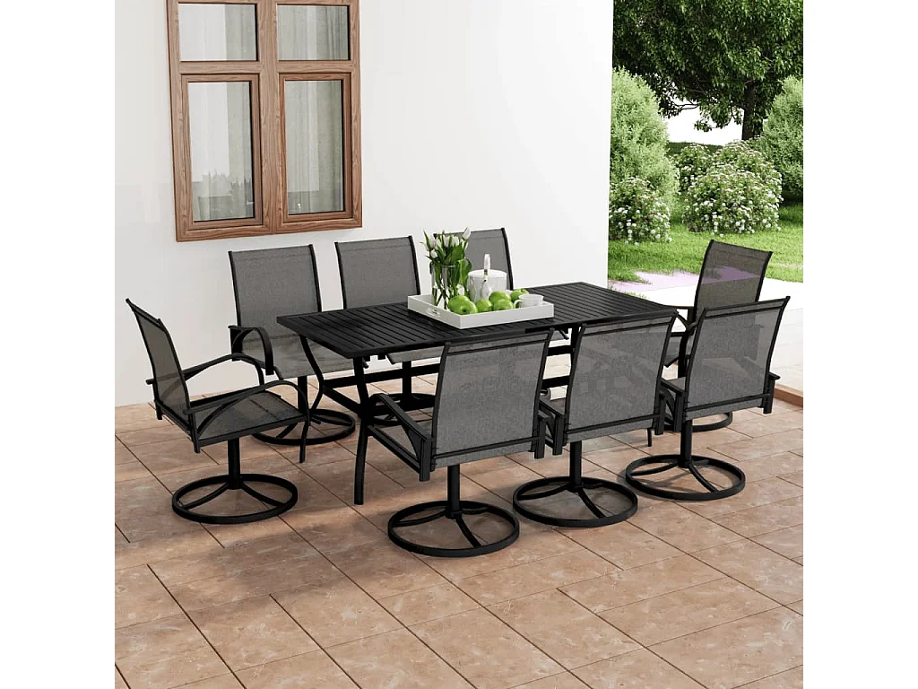 Prolenta Premium -  Ensemble à manger de jardin 9 pcs textilène et acier