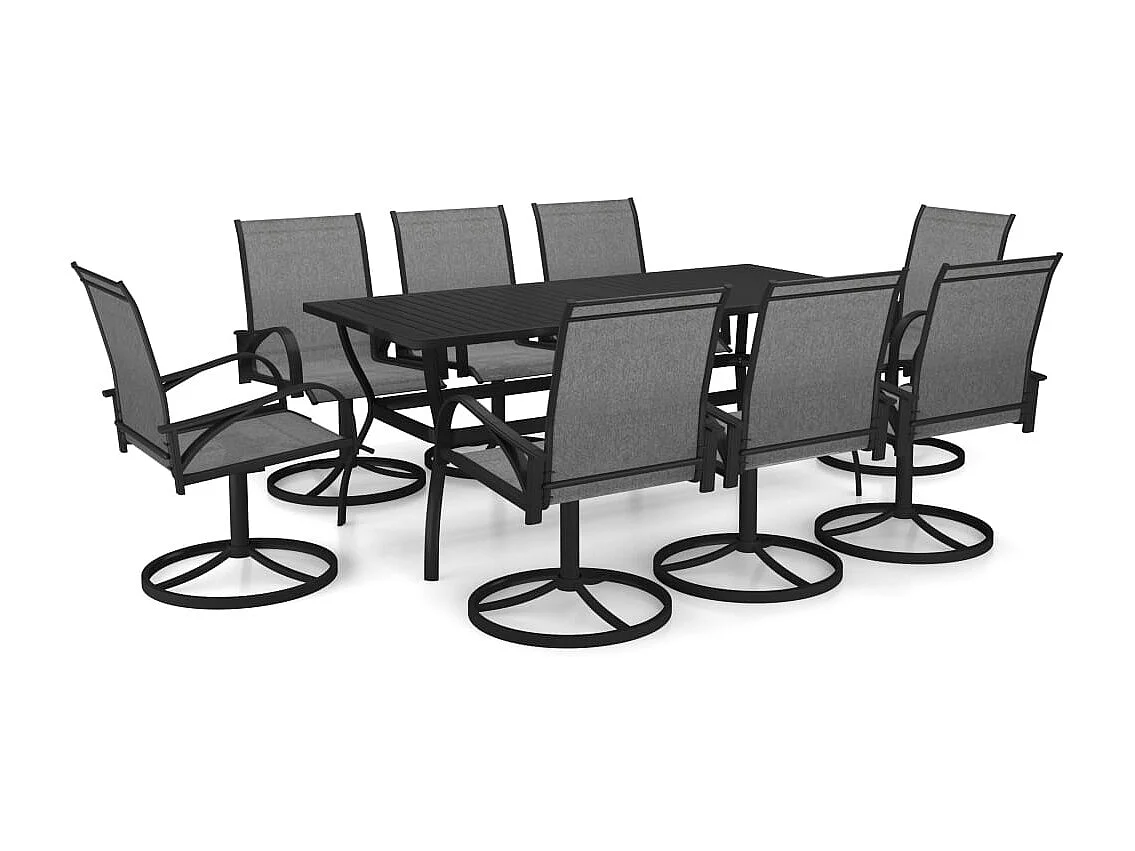 Prolenta Premium -  Ensemble à manger de jardin 9 pcs textilène et acier