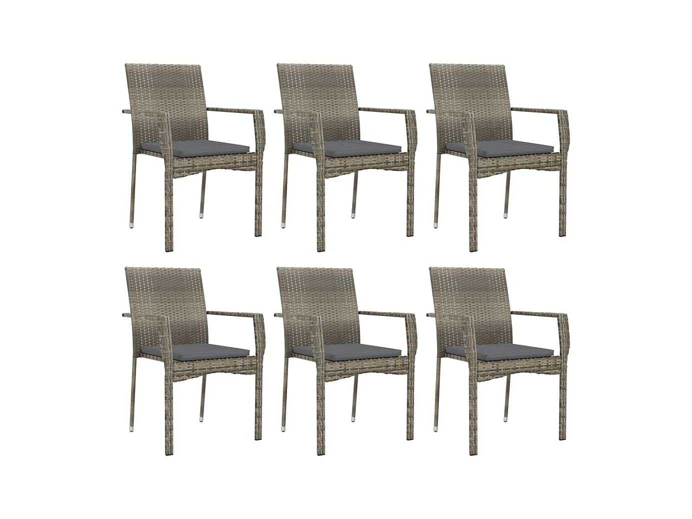 Tønder  Ensemble à manger jardin et coussins 7 pcs gris rotin