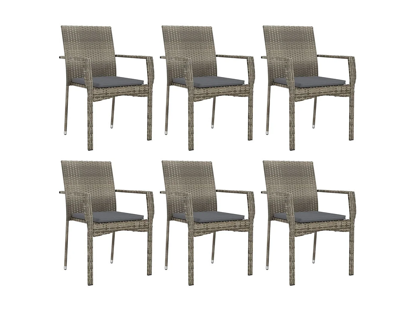 Tønder  Ensemble à manger jardin et coussins 7 pcs gris rotin