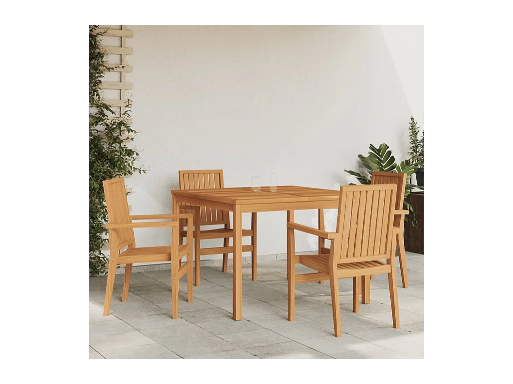 Garden Furniture -  Ensemble à manger de jardin 5pcs Bois de teck massif