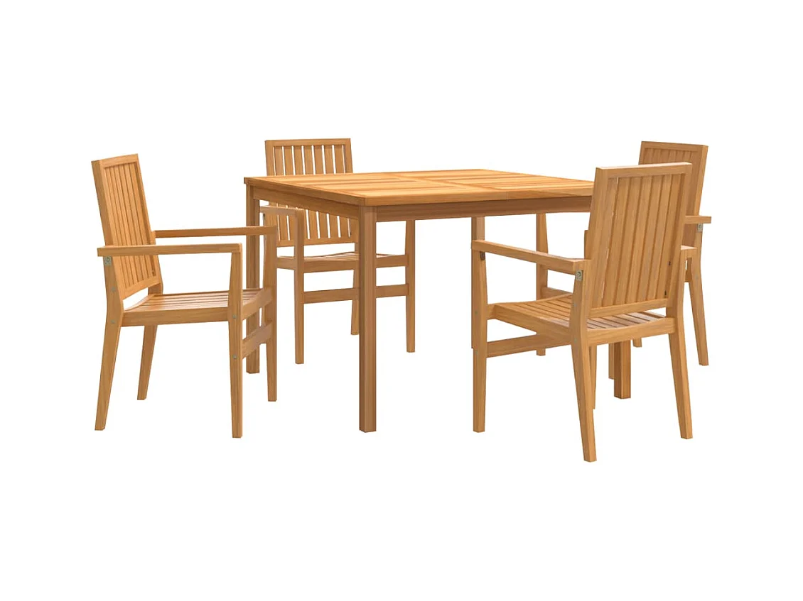 Garden Furniture -  Ensemble à manger de jardin 5pcs Bois de teck massif