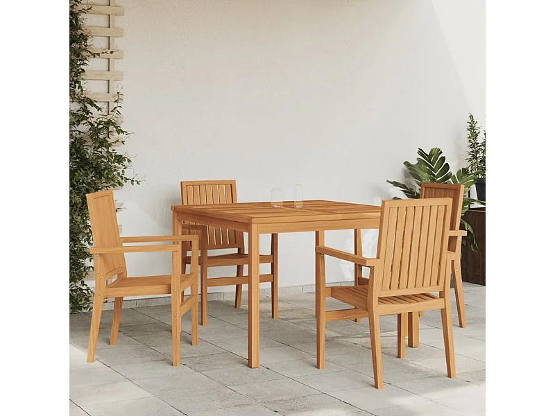 Garden Furniture -  Ensemble à manger de jardin 5pcs Bois de teck massif