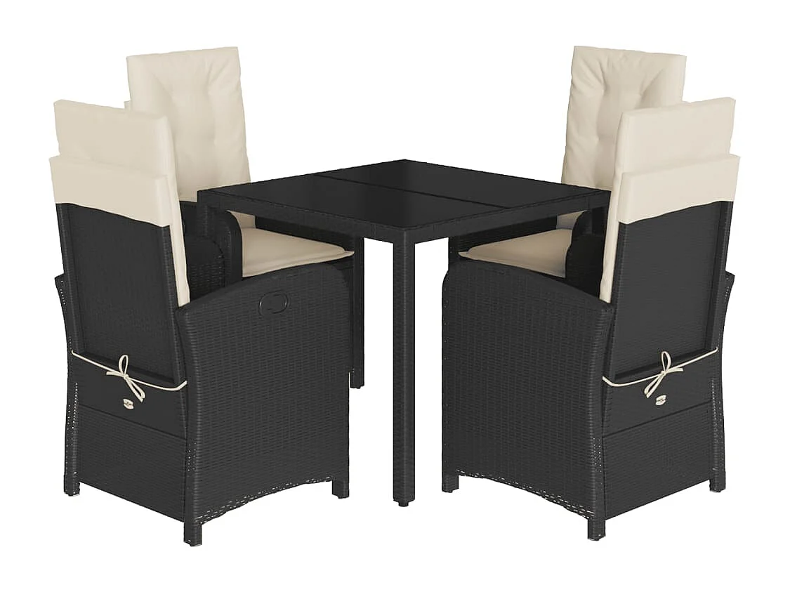 Prolenta Premium -  Set de muebles jardín 5 pzas con cojines ratán sintético negro