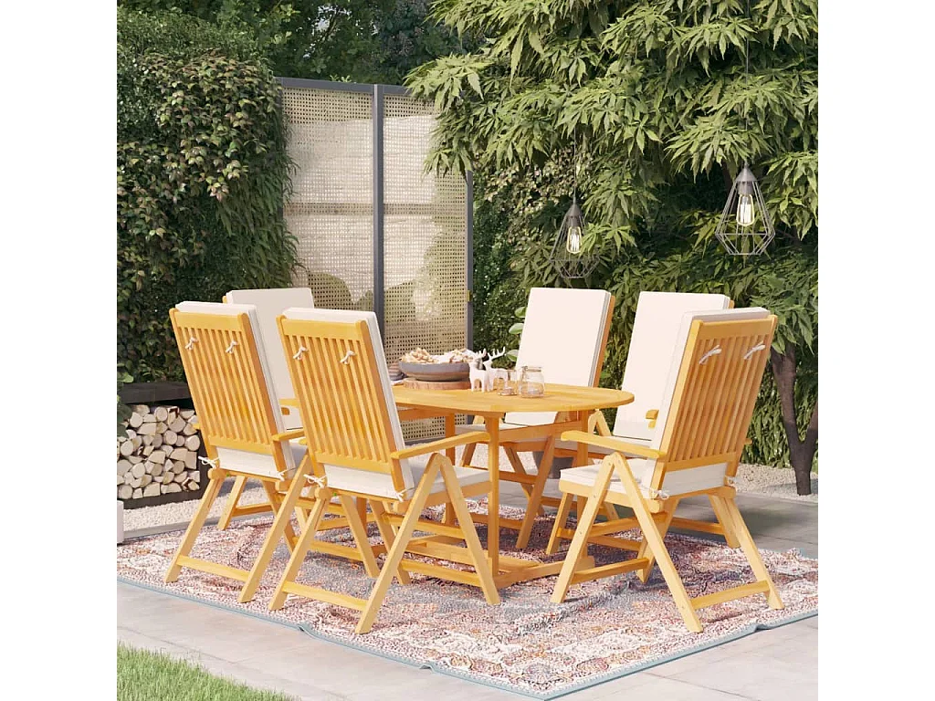 Zoran  Ensemble à manger de jardin 7 pcs coussins Bois de teck massif