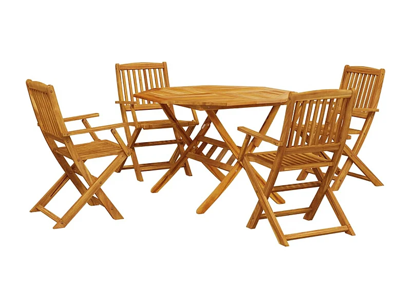Napoleone Giovanni  Ensemble à manger de jardin pliable 5 pcs bois massif d’acacia