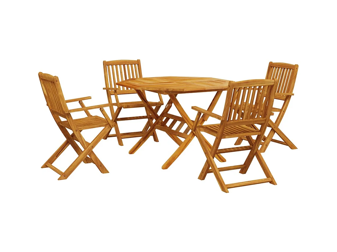 Napoleone Giovanni  Ensemble à manger de jardin pliable 5 pcs bois massif d’acacia