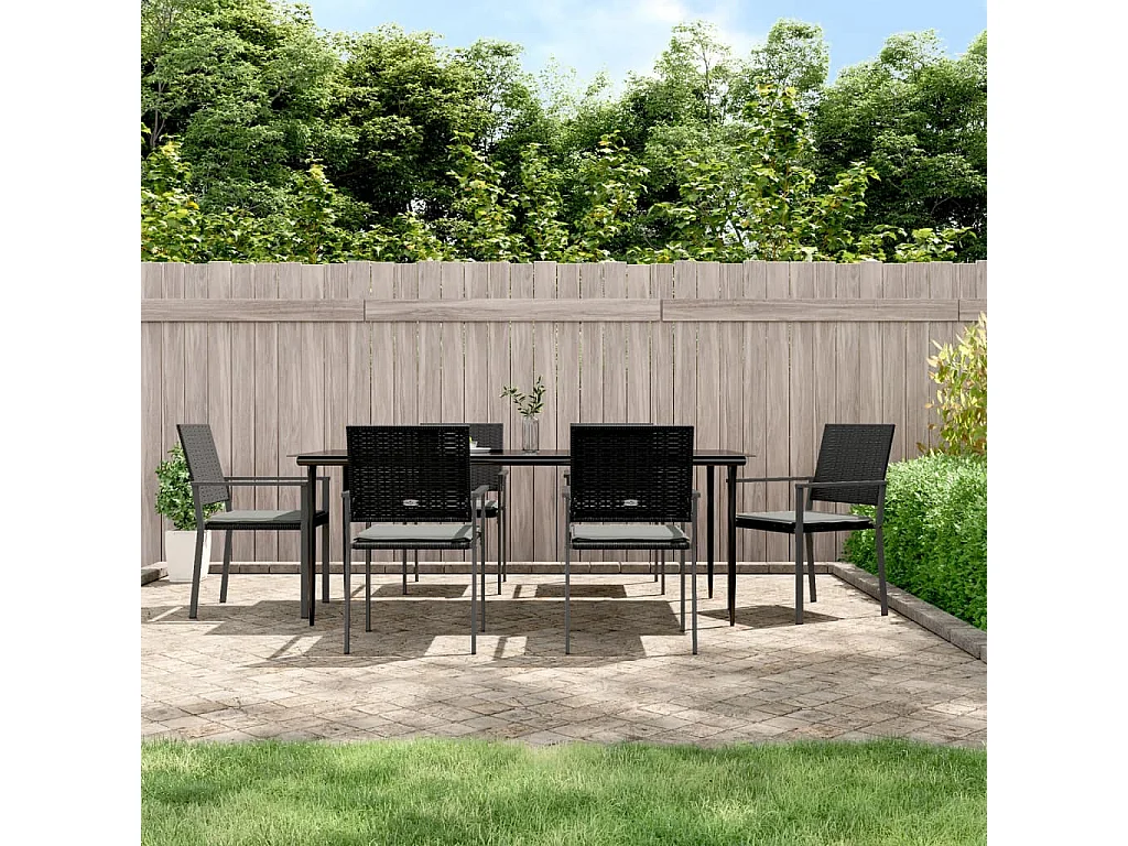 Croughevoe  Ensemble à manger de jardin 7 pcs coussins résine tressée acier