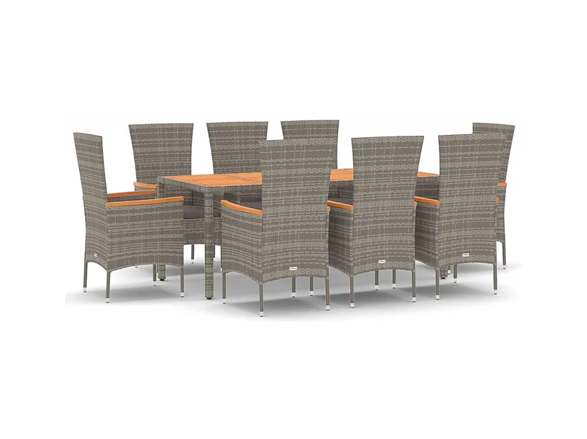 Cape May  9-delige Tuinset met kussens poly rattan grijs