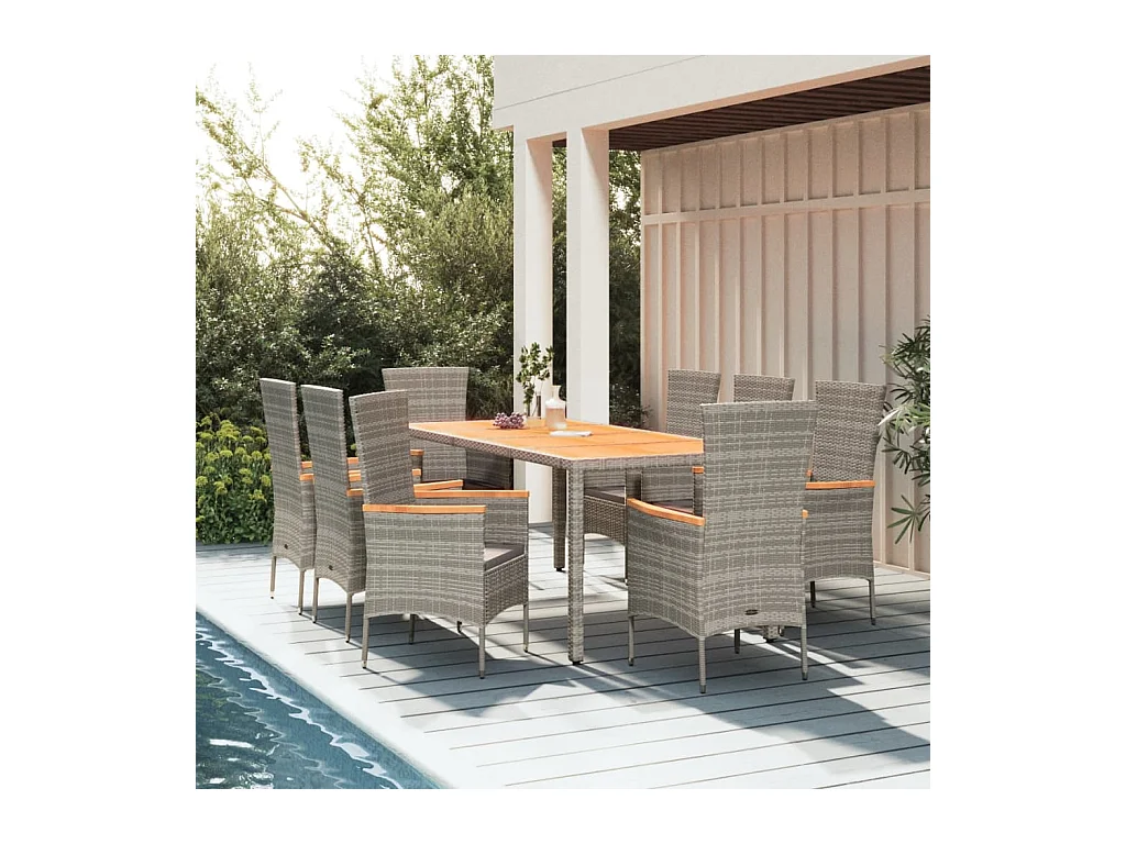 Cape May  9-delige Tuinset met kussens poly rattan grijs