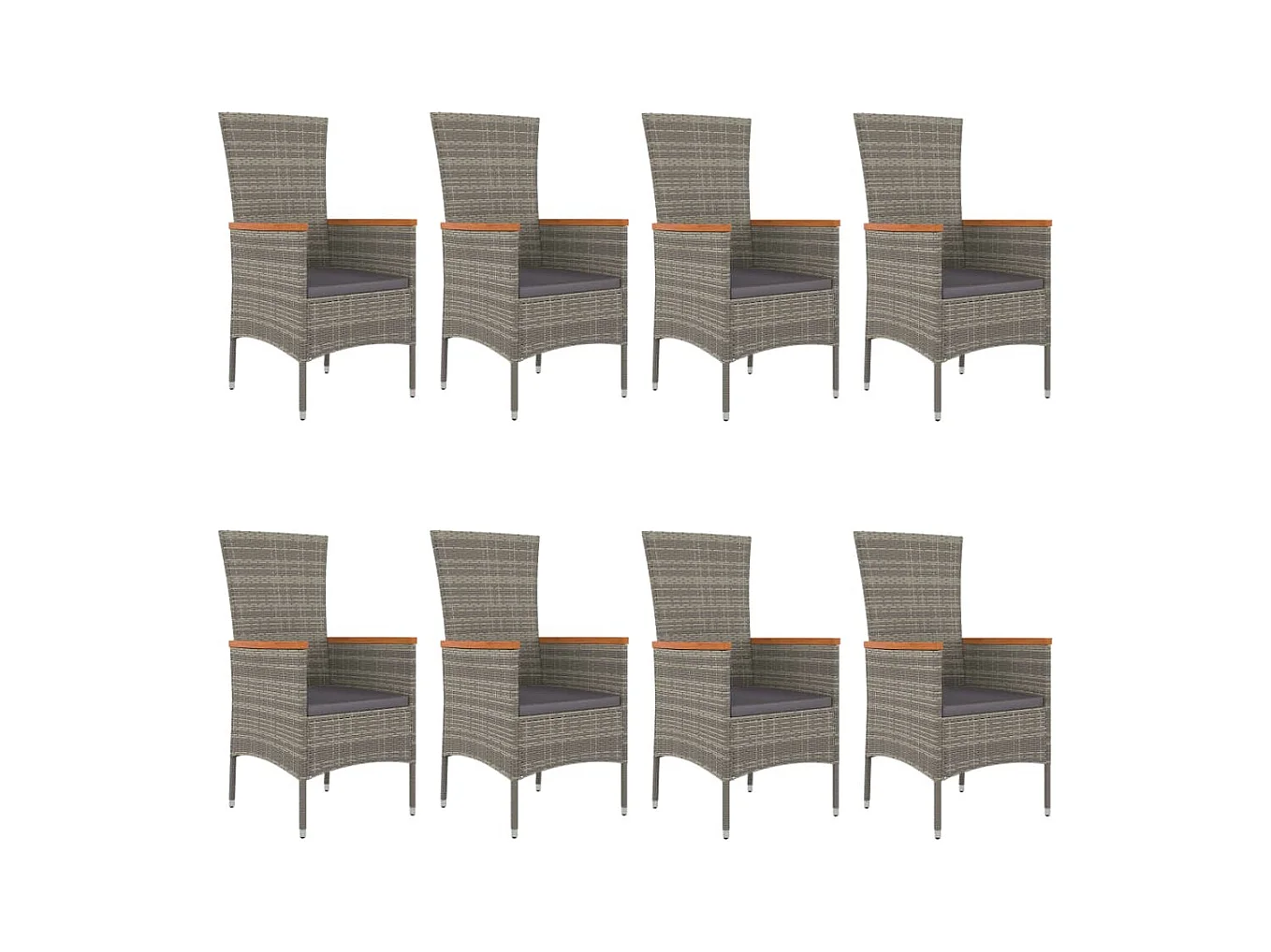 Cape May  9-delige Tuinset met kussens poly rattan grijs