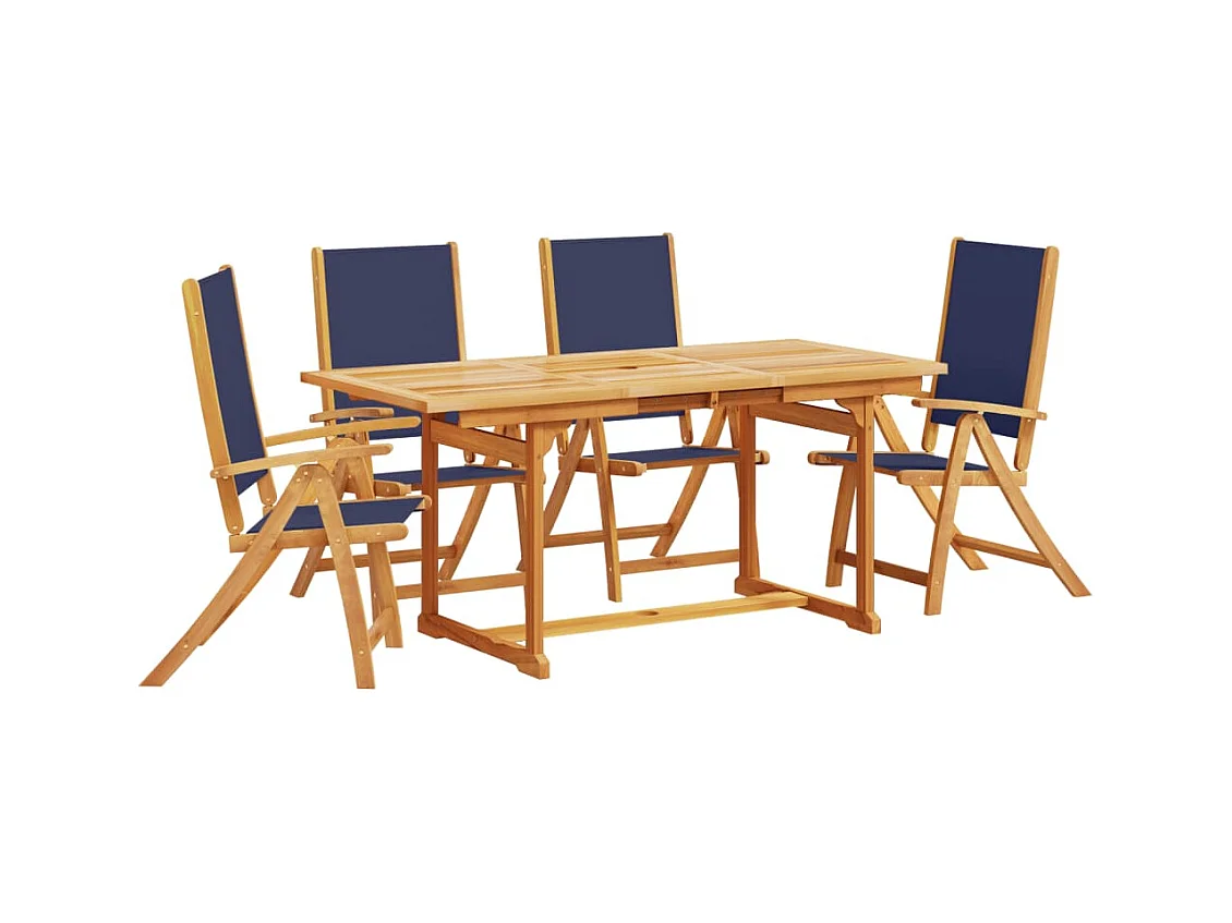 Carrizo Springs  Juego comedor de jardín 5 pzas madera maciza acacia y textileno