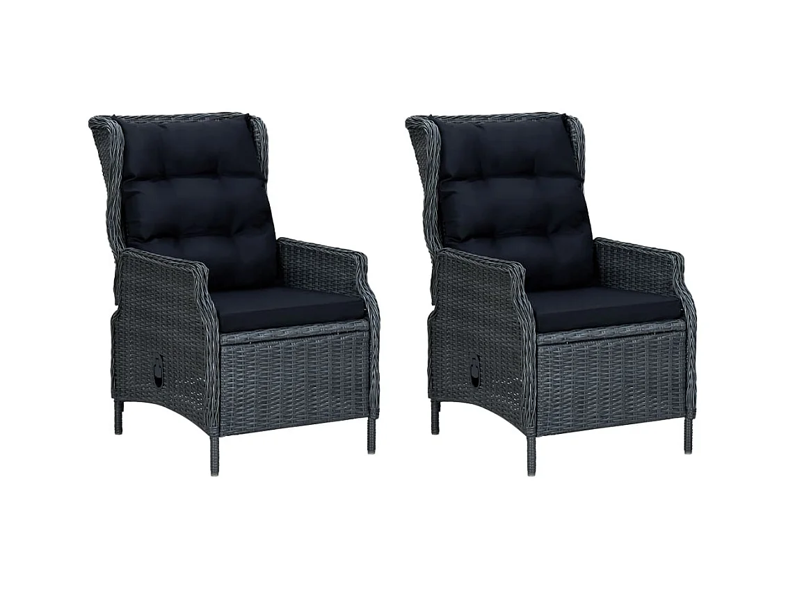 Kalren  Ensemble à manger 9 pcs avec coussins résine tressée gris foncé