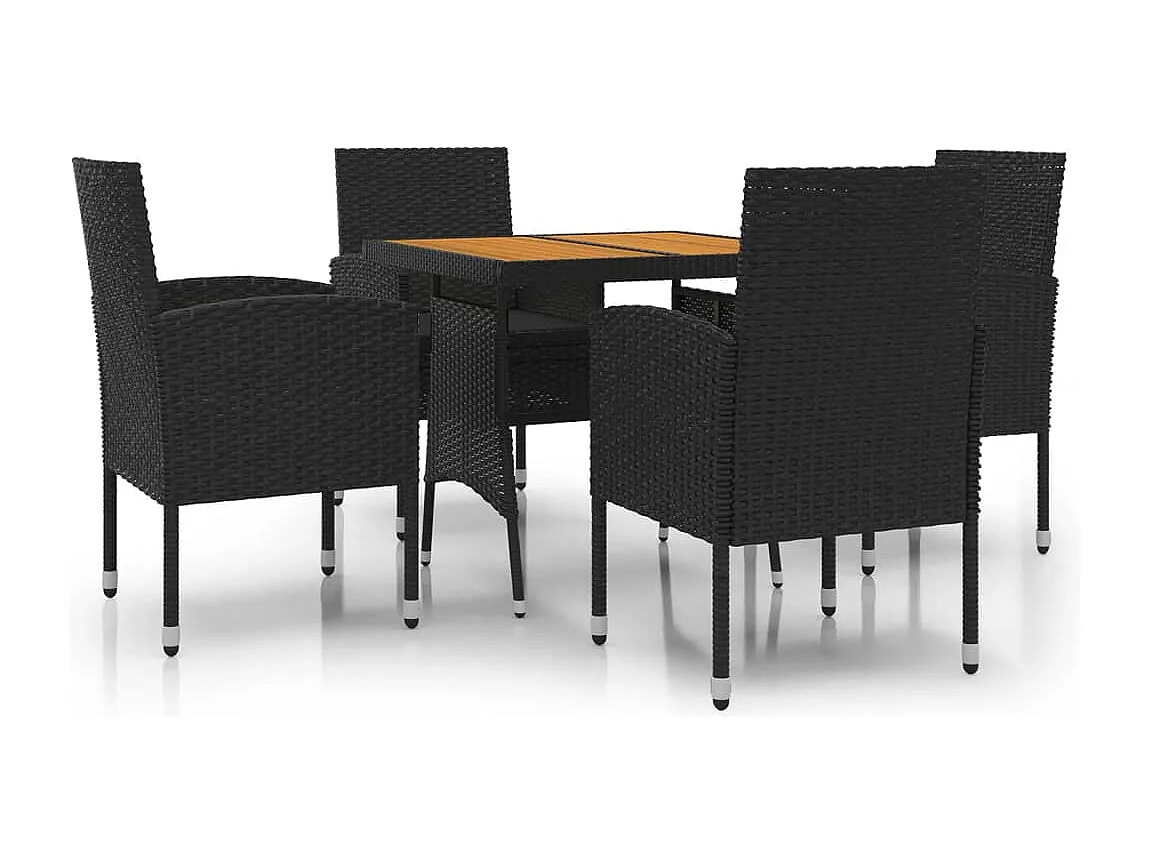 Prolenta Premium -  Juego de comedor de jardín 5 piezas ratán sintético negro