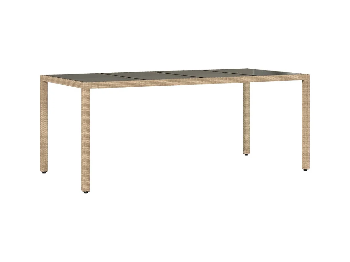 Stafford Springs  Ensemble à manger de jardin et coussins 7 pcs beige rotin verre