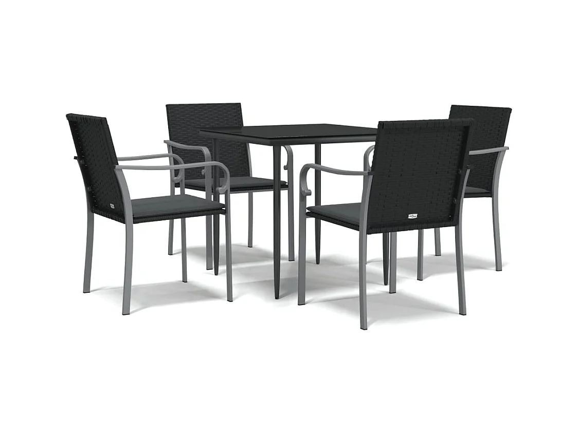 Tholen  5-delige Tuinset met kussens poly rattan en staal