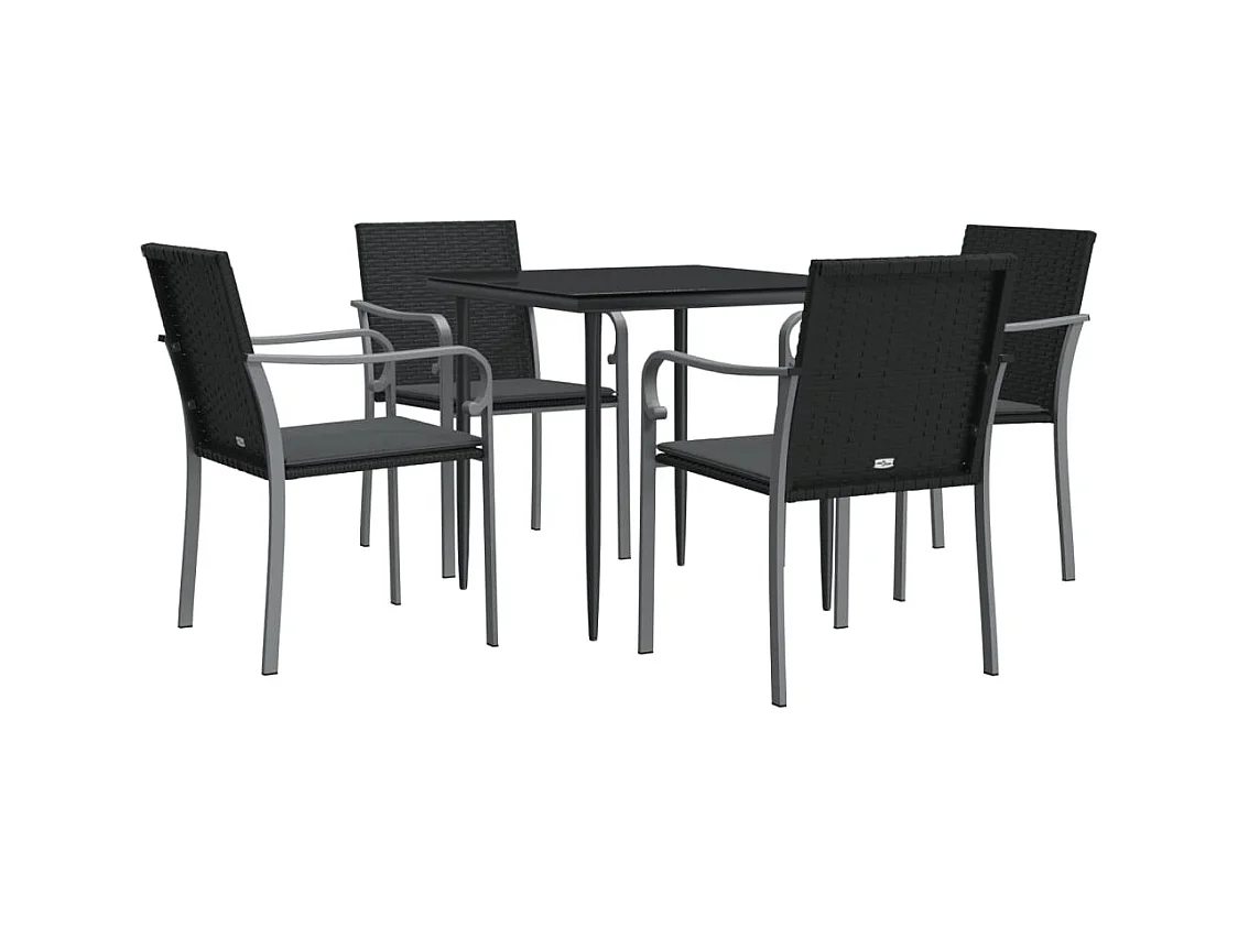 Tholen  5-delige Tuinset met kussens poly rattan en staal