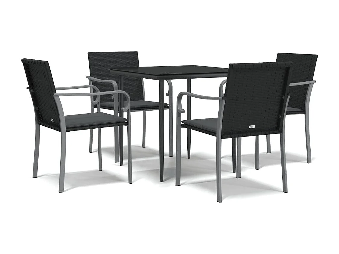 Tholen  Ensemble à manger de jardin 5 pcs coussins résine tressée acier