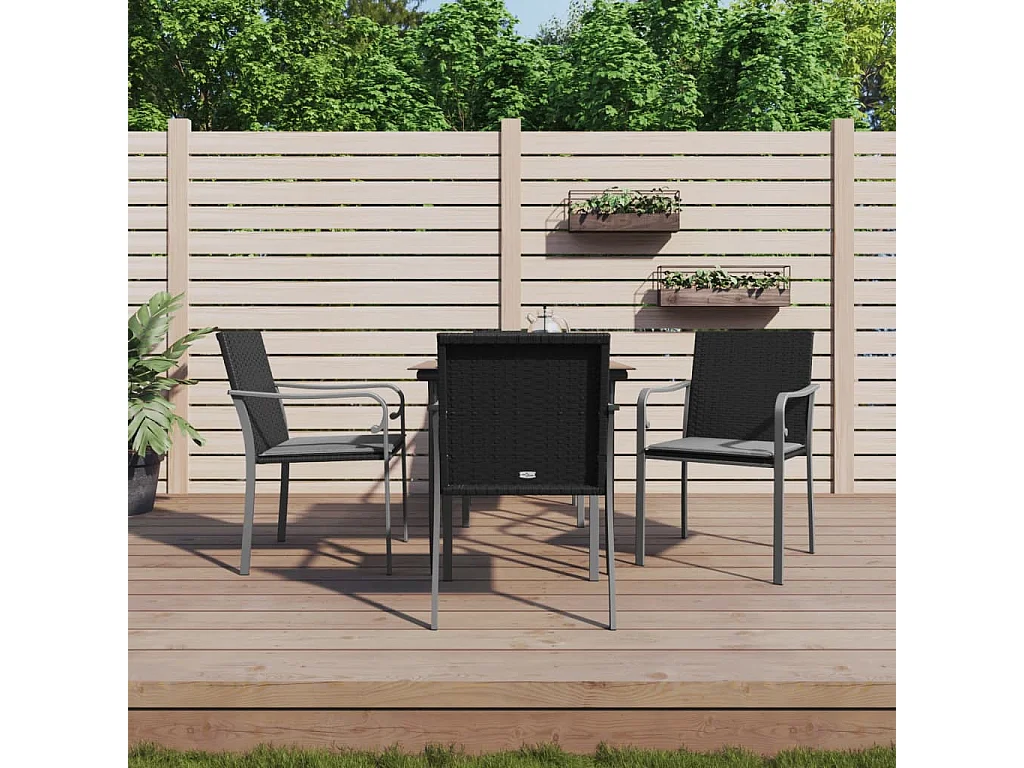 Tholen  Ensemble à manger de jardin 5 pcs coussins résine tressée acier