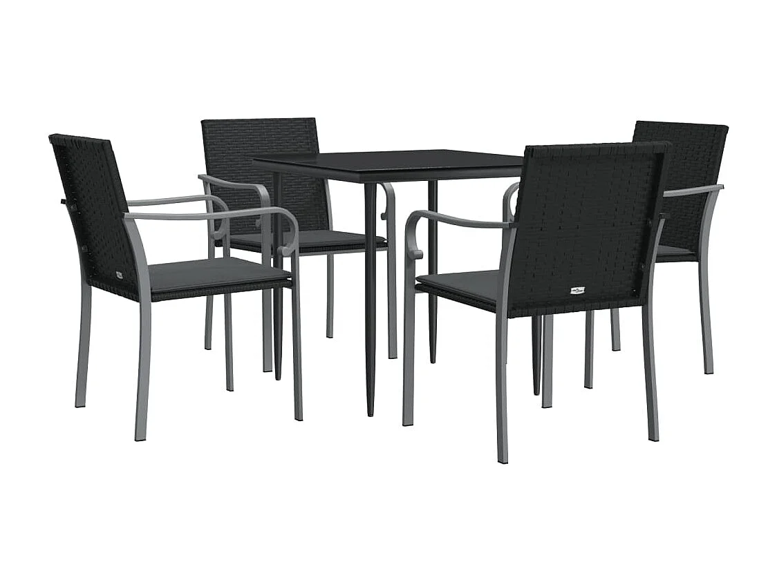 Tholen  Ensemble à manger de jardin 5 pcs coussins résine tressée acier