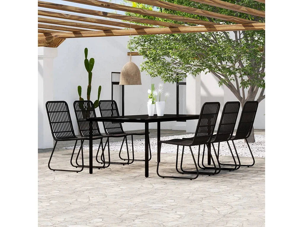 Welcome  Ensemble à manger de jardin 7 pcs Noir