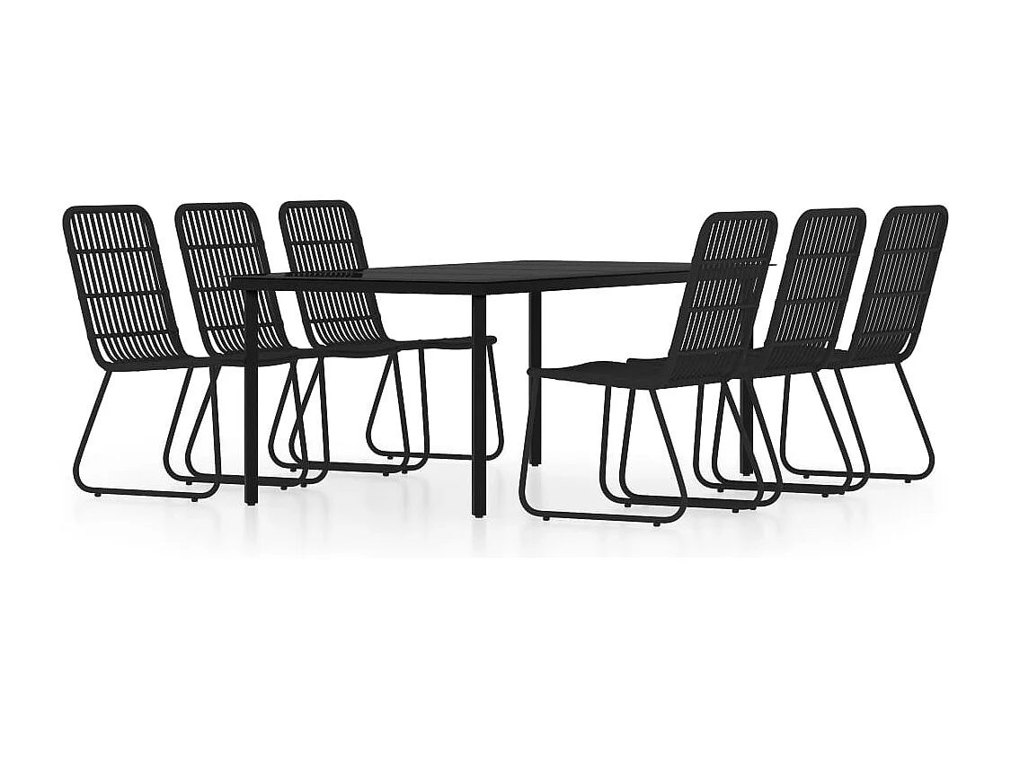 Welcome  Ensemble à manger de jardin 7 pcs Noir