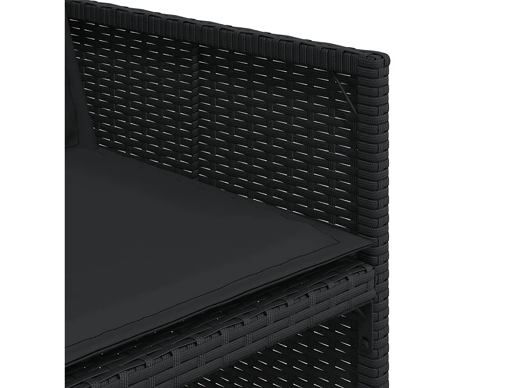 Ljungby  Ensemble à manger de jardin coussins 7pcs Noir Résine tressée