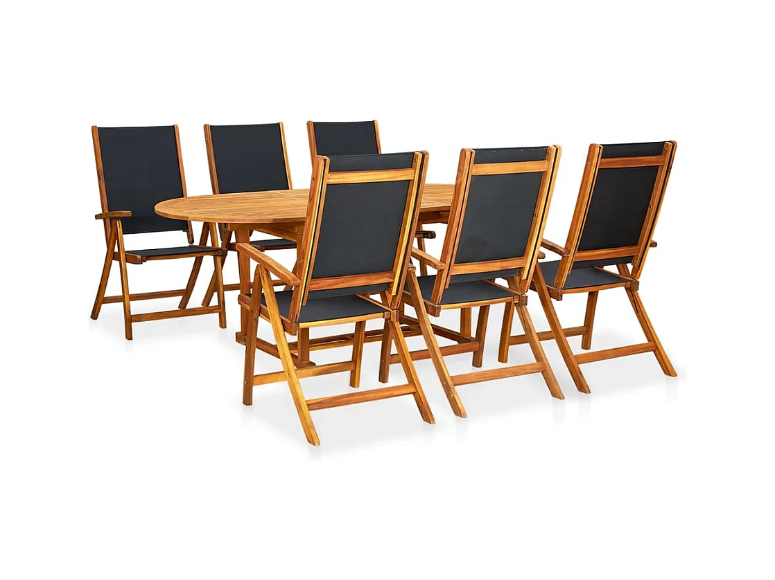 Yljo  Ensemble à manger d'extérieur 7 pcs Bois d'acacia solide