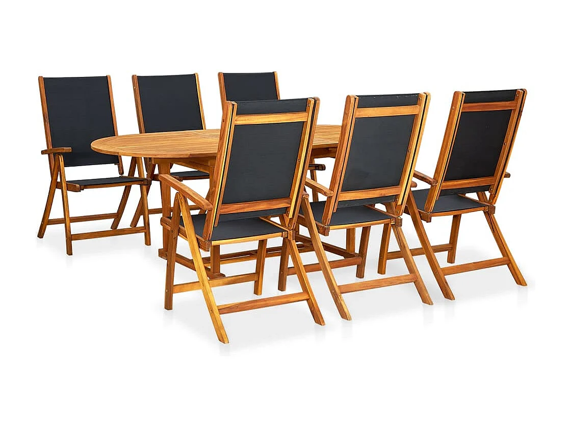 Yljo  Ensemble à manger d'extérieur 7 pcs Bois d'acacia solide