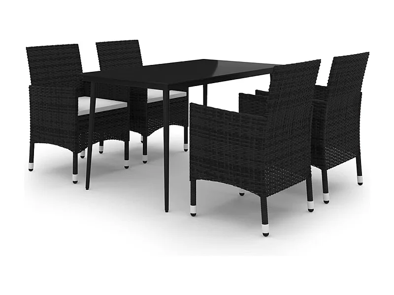 Carlinville  5-delige Tuinset met kussens poly rattan en glas