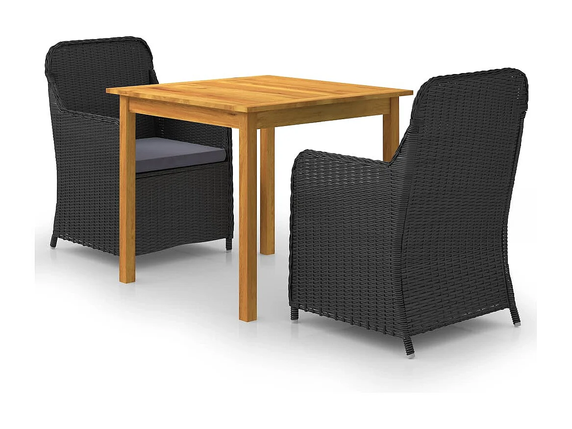 Hylan  Ensemble à manger de jardin 3 pcs Noir