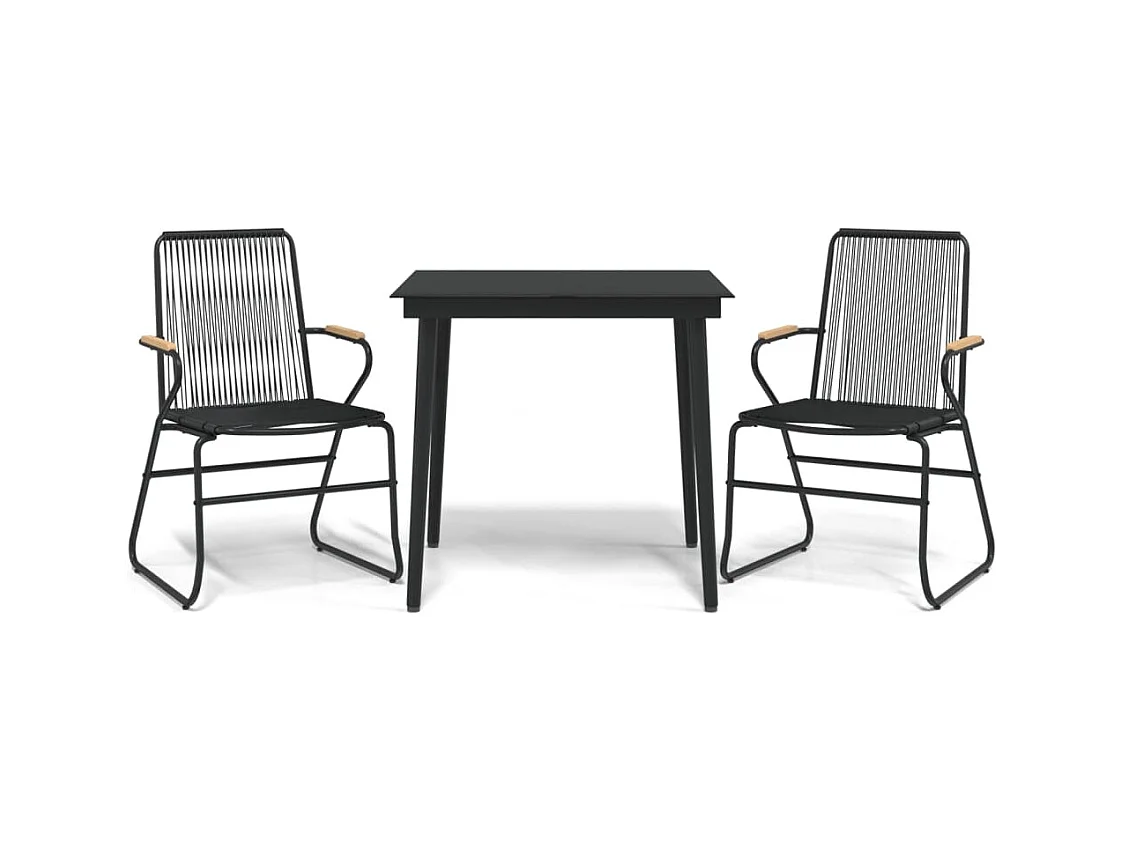 Ayisha  Ensemble à manger de jardin 3 pcs noir rotin PVC