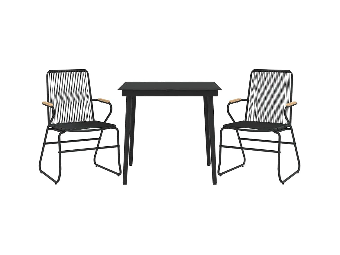 Ayisha  Ensemble à manger de jardin 3 pcs noir rotin PVC