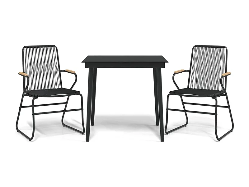 Ayisha  3-delige Tuinset PVC-rattan zwart