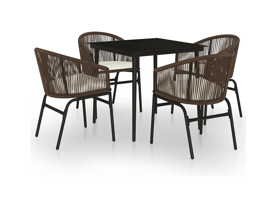 Belric  Juego de comedor de jardín 5 piezas con cojines marrón