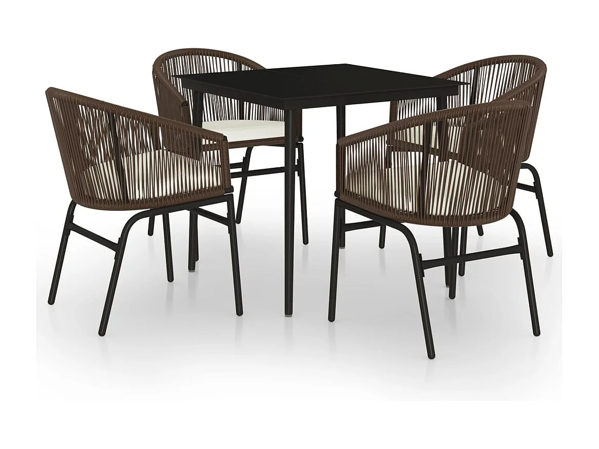 Belric  Ensemble à manger de jardin 5 pcs Marron