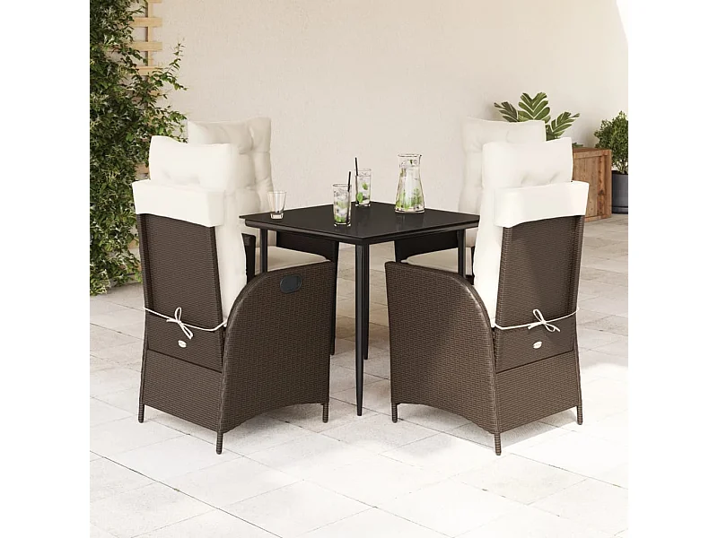 Garden Furniture -  5-delige Tuinset met kussens poly rattan bruin