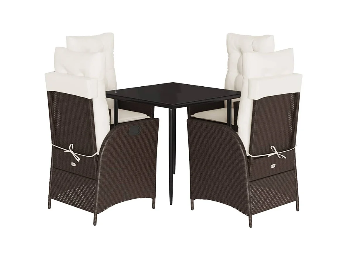 Garden Furniture -  5-delige Tuinset met kussens poly rattan bruin