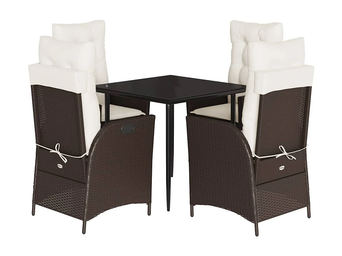 Garden Furniture -  5-delige Tuinset met kussens poly rattan bruin