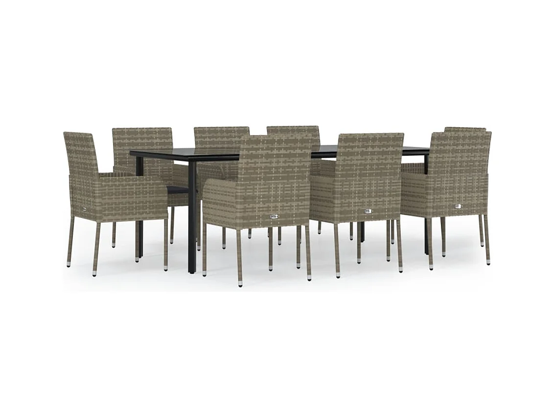 Zyldr  9-delige Tuinset met kussens poly rattan zwart en grijs