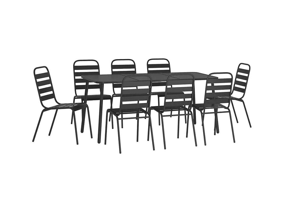 Adrien-Claude  Ensemble à manger de jardin 9 pcs anthracite acier