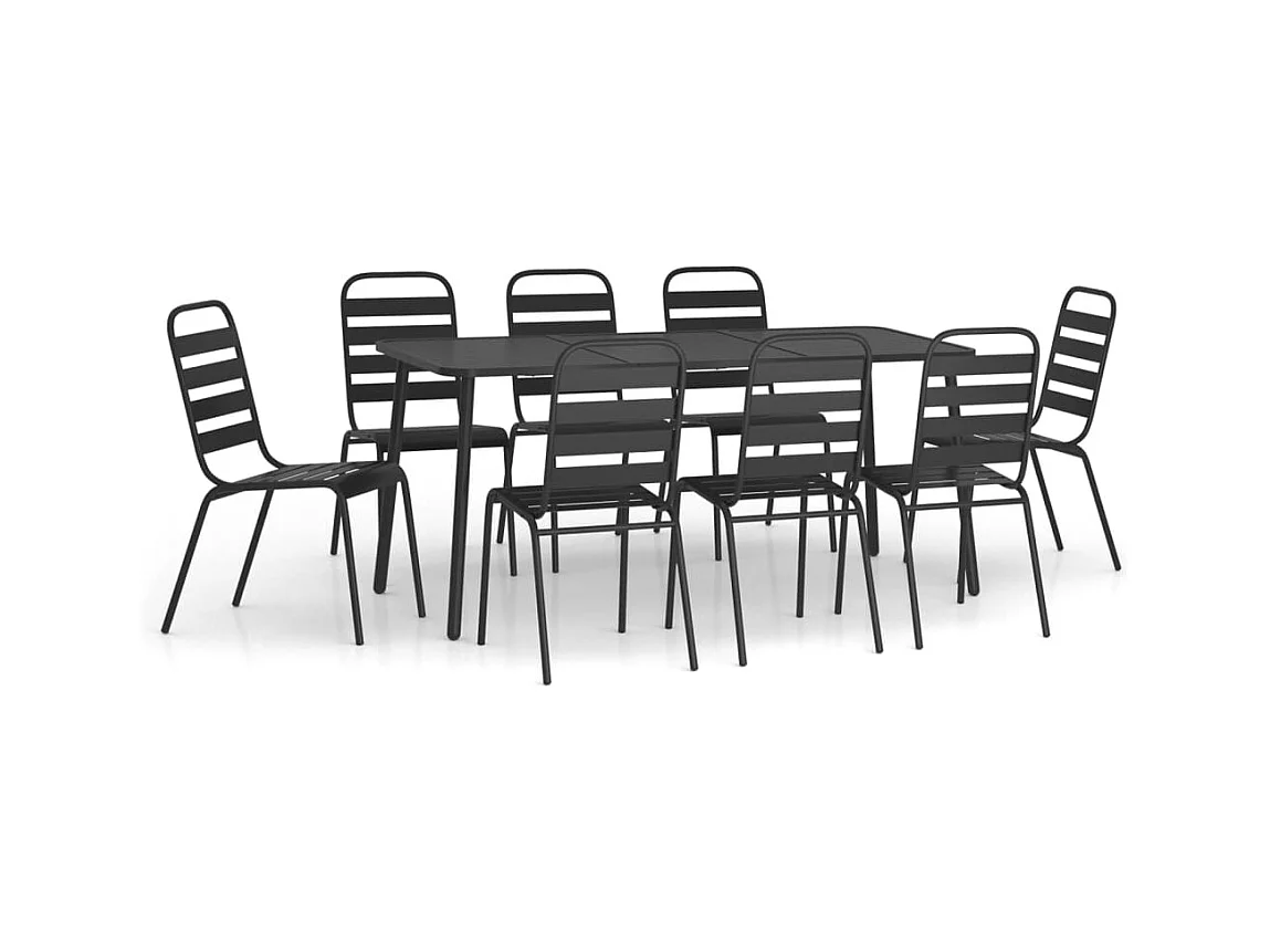 Adrien-Claude  Ensemble à manger de jardin 9 pcs anthracite acier