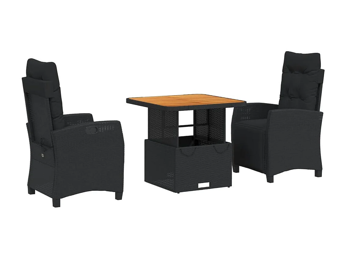 Isyra  3-delige Tuinset met kussens poly rattan zwart