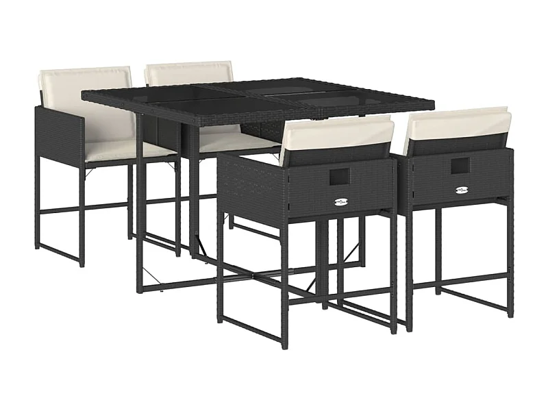 Sener  Set de muebles jardín 5 pzas con cojines ratán sintético negro