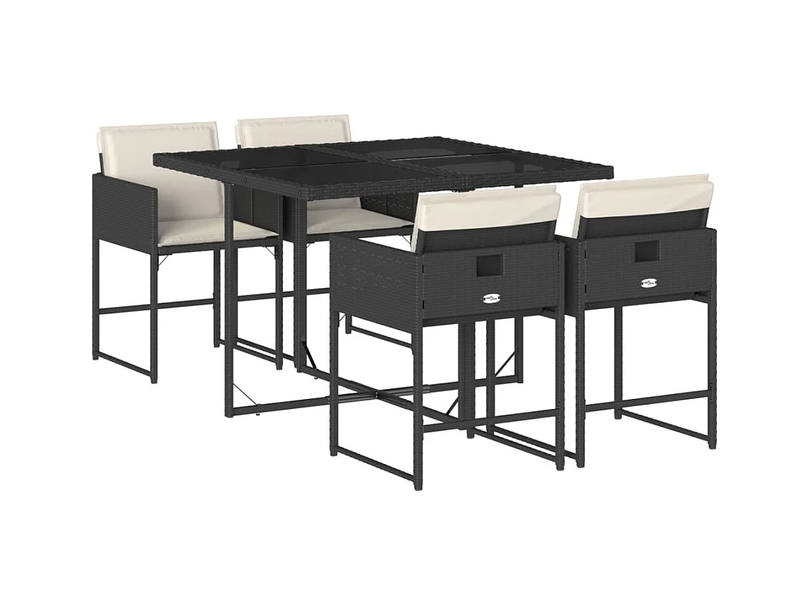 Sener  Set de muebles jardín 5 pzas con cojines ratán sintético negro