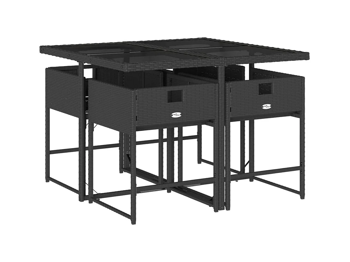 Sener  Set de muebles jardín 5 pzas con cojines ratán sintético negro