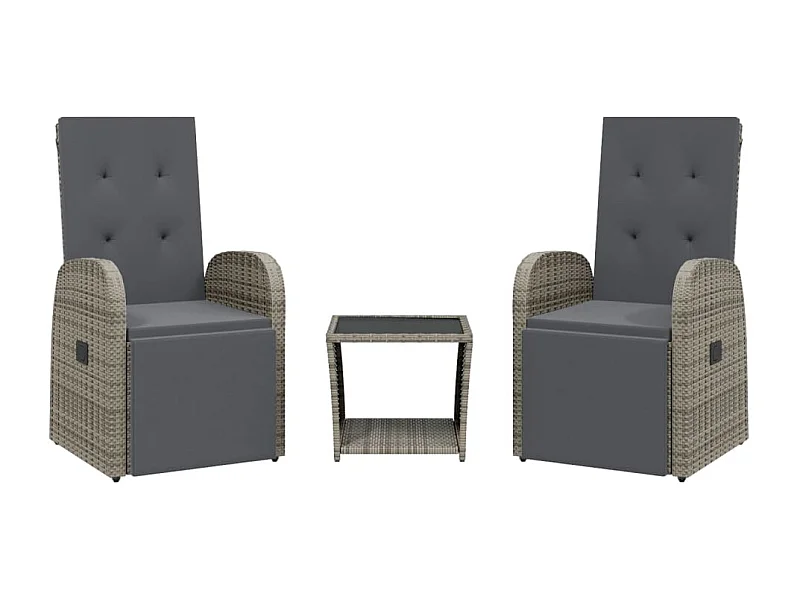 Ullensaker  3-delige Tuinset met kussens poly rattan grijs