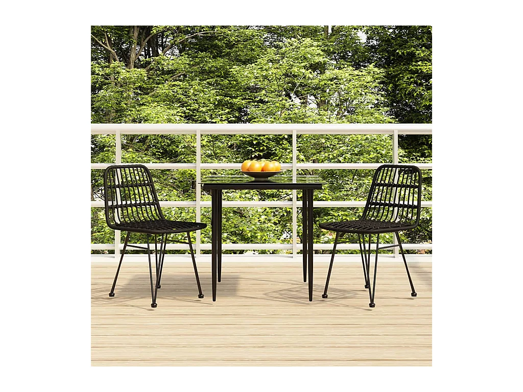 Eden Prairie  Ensemble à manger de jardin 3 pcs Noir Résine tressée