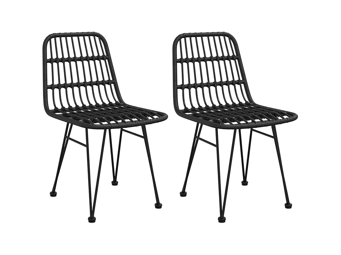 Eden Prairie  Ensemble à manger de jardin 3 pcs Noir Résine tressée